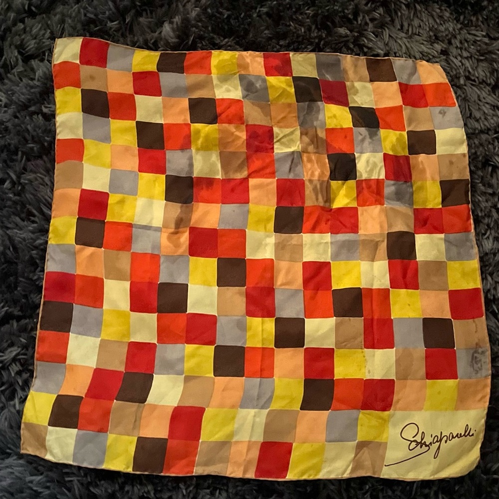 Schiaparelli Vintage Color Block Square Silk Scarf - Picture 5 of 8